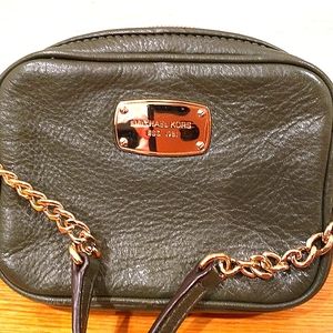 Genuine Michael Kors Leather Jet Set Mini Crossbody Bag Dark Olive Green